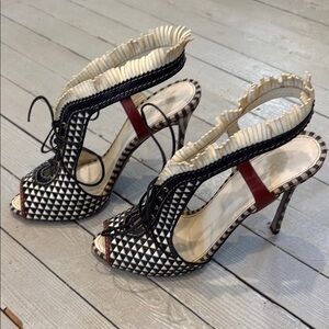 Sergio Rossi Black and White Geometric Heels